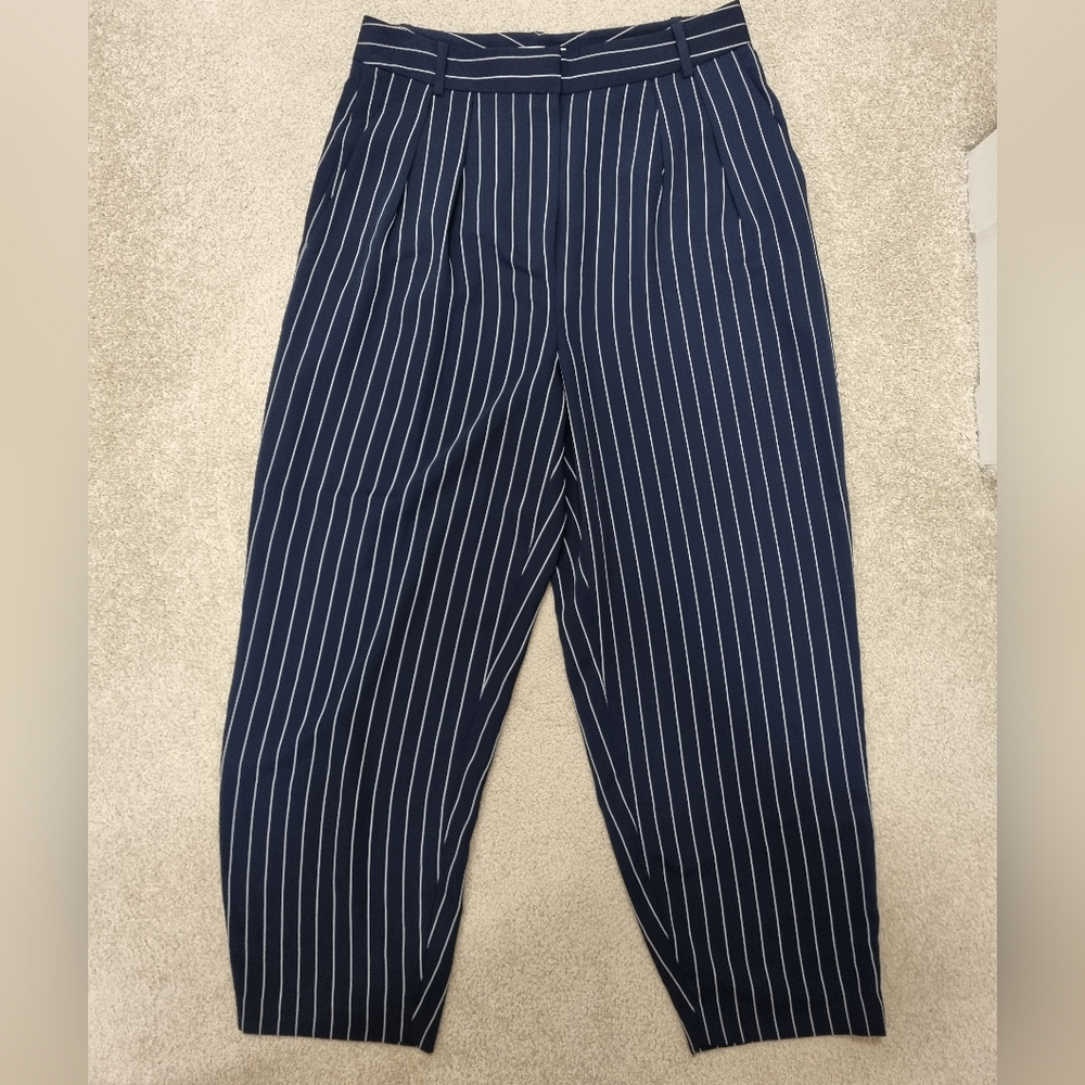 Aritzia Babaton White & Navy Striped Pants